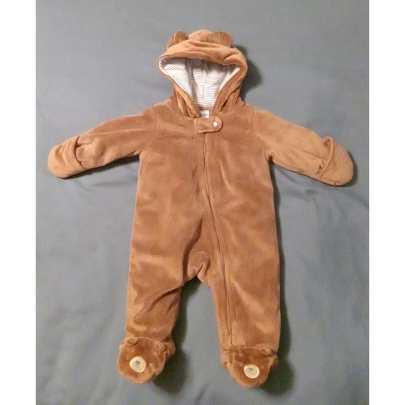 Carter's Baby Just One You Plush Brown Bear Hooded Snuggle Snow Suit 3 Months - Picture 1 of 15